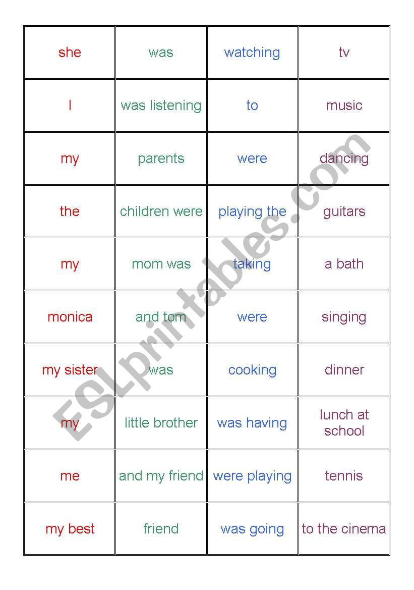 PAST CONTINUOUS activity worksheet