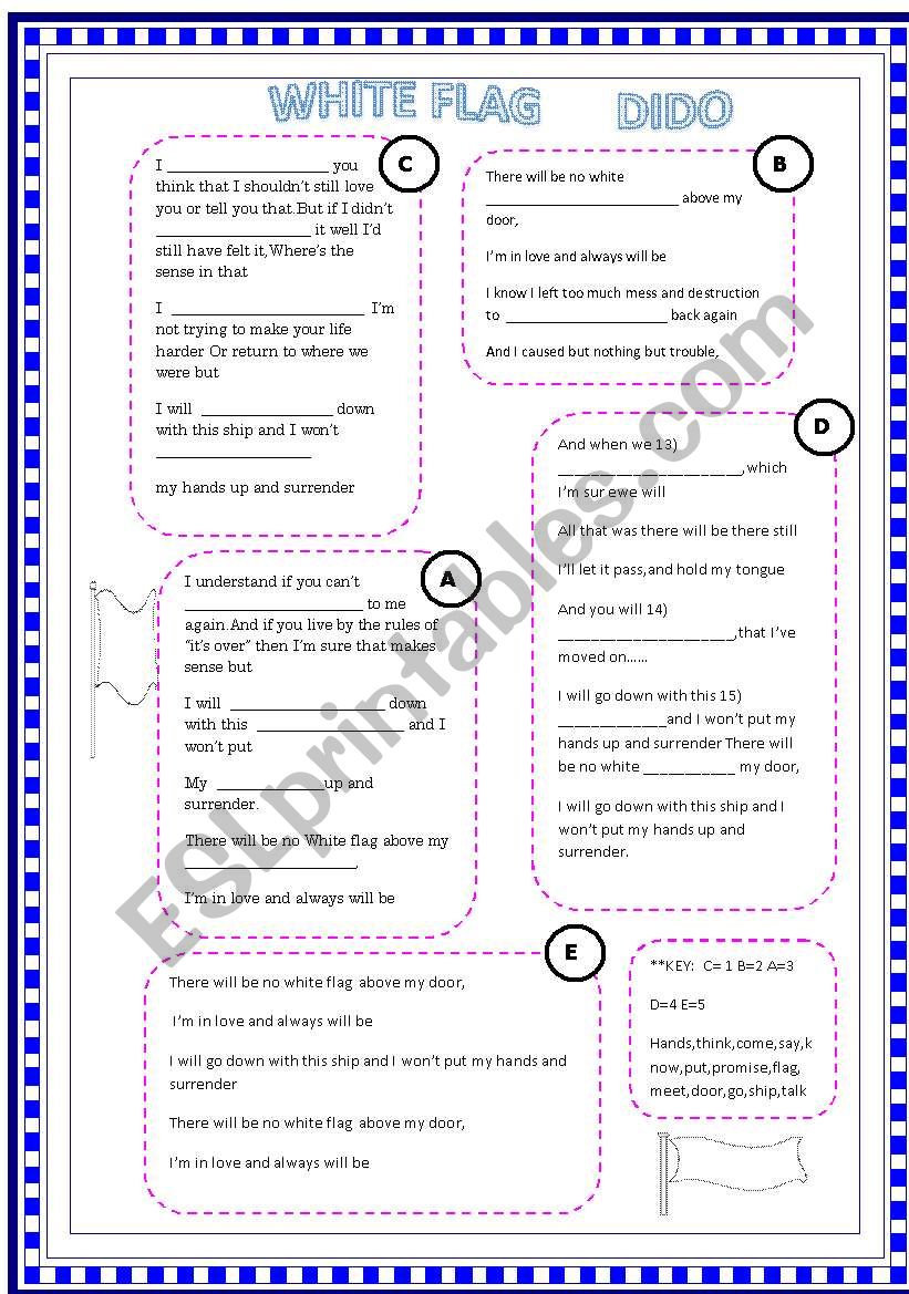 WHITE FLAG          DIDO  worksheet