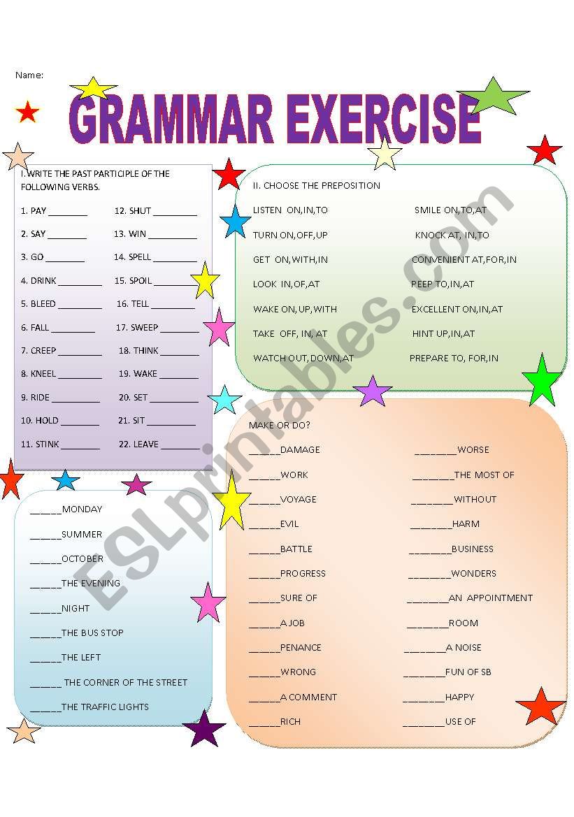 GRAMMAR EXERCISE worksheet
