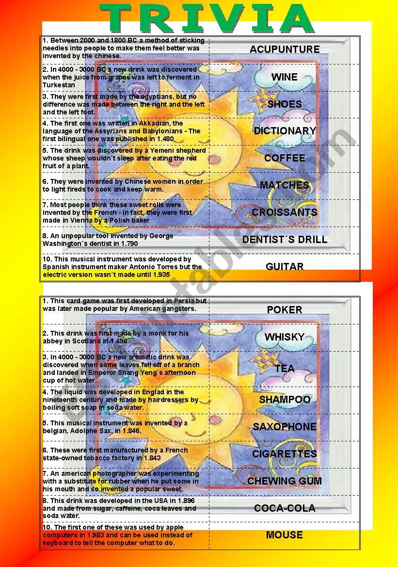 Trivia Passive Voice worksheet