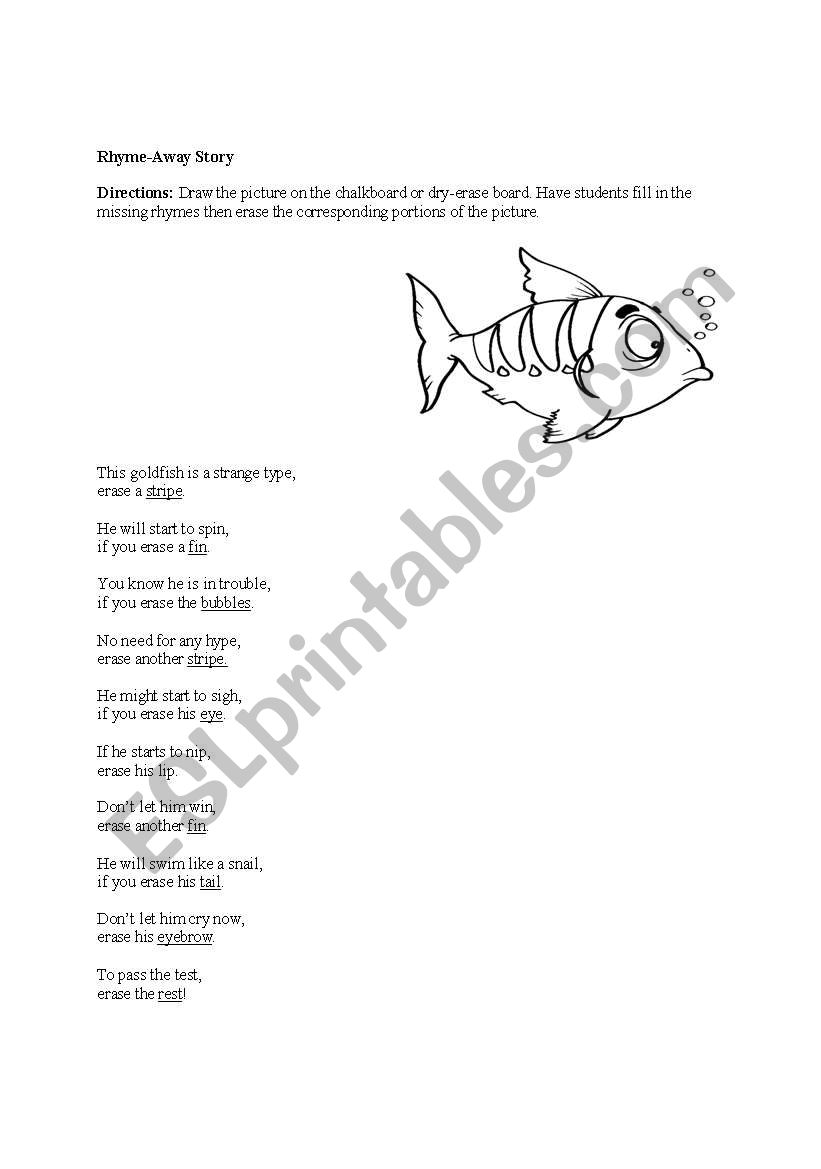 Rhyme-Away Story (Goldfish) worksheet