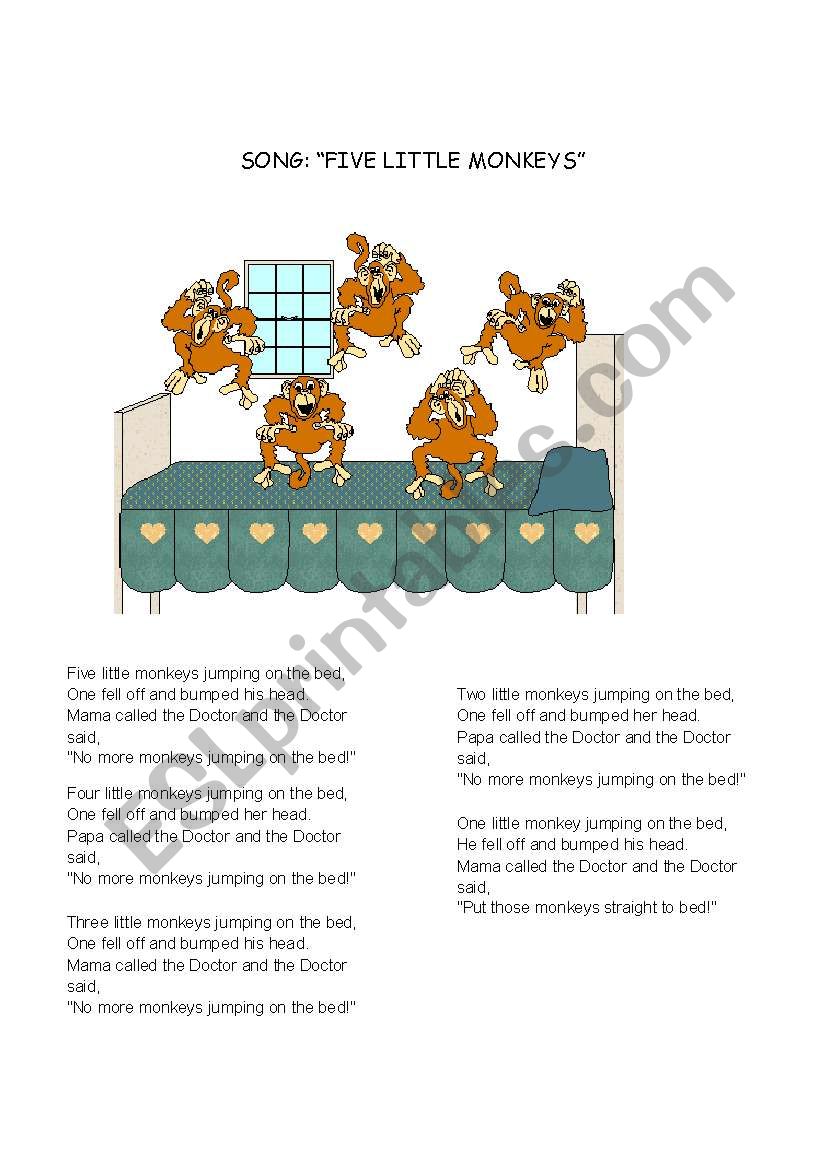 Five little monkeys worksheet