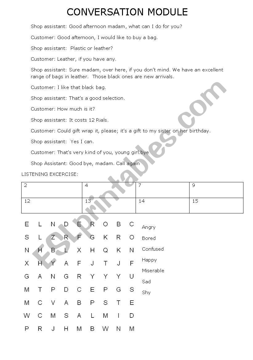 conversation module worksheet