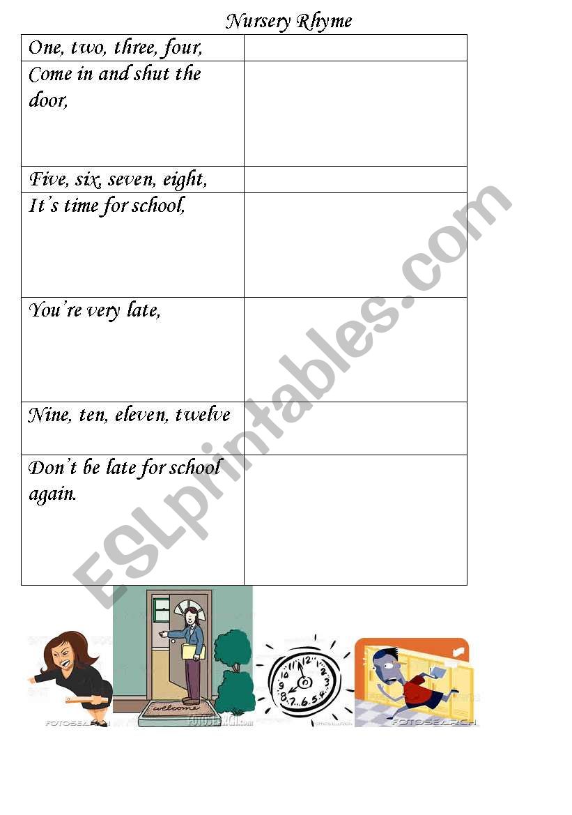 Match the pictures with the lines of the nursery rhyme