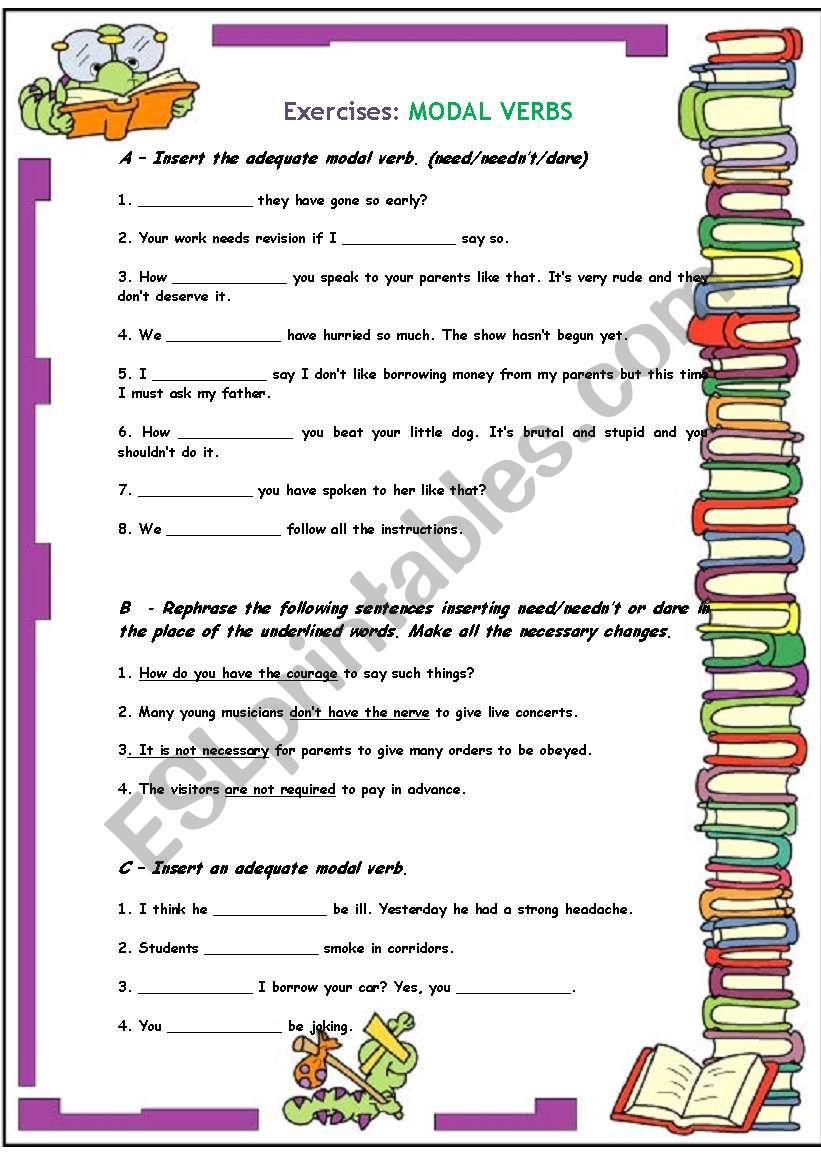 Modal Verbs Exercises worksheet