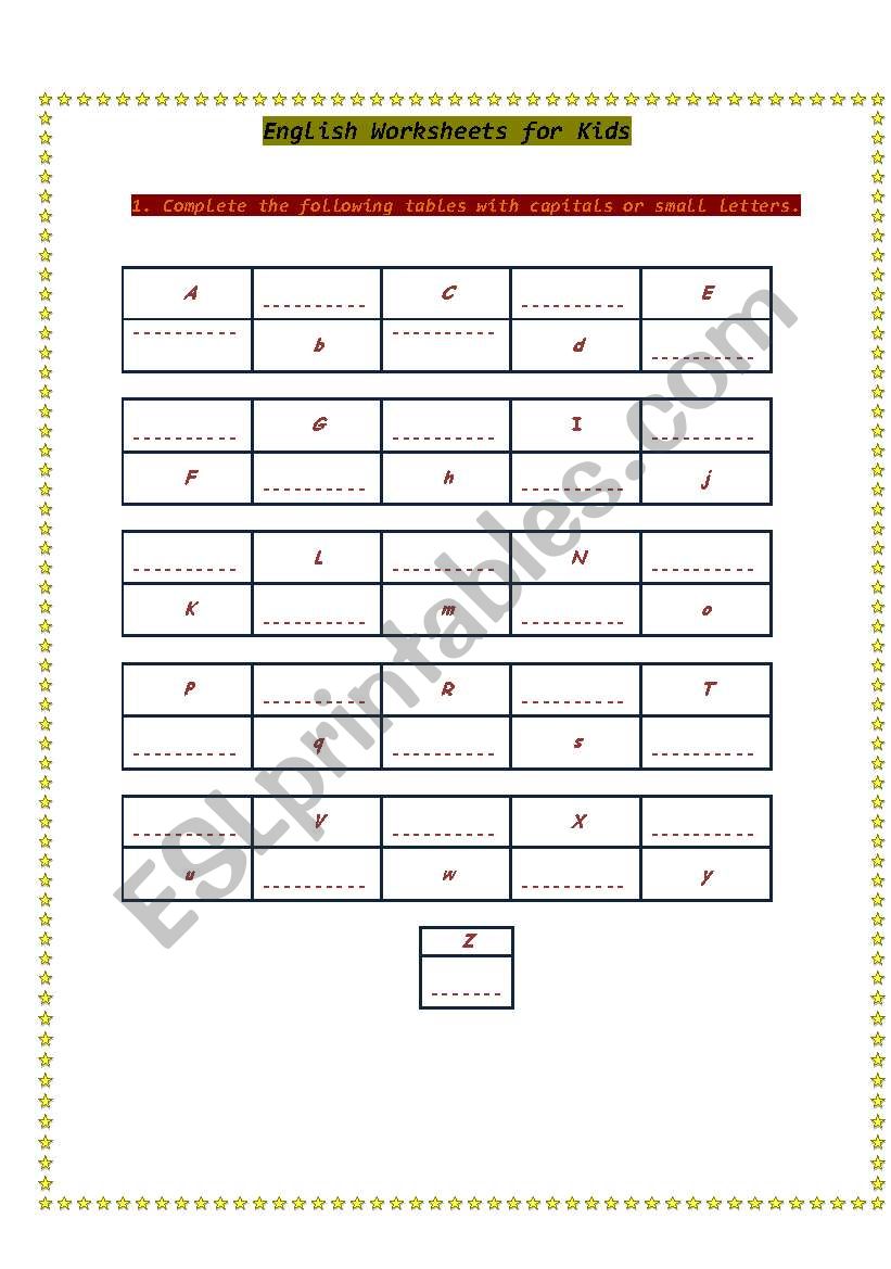 English for kids worksheet