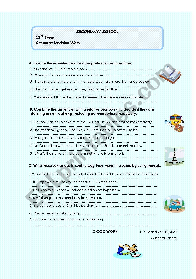 Grammar Revision Work worksheet