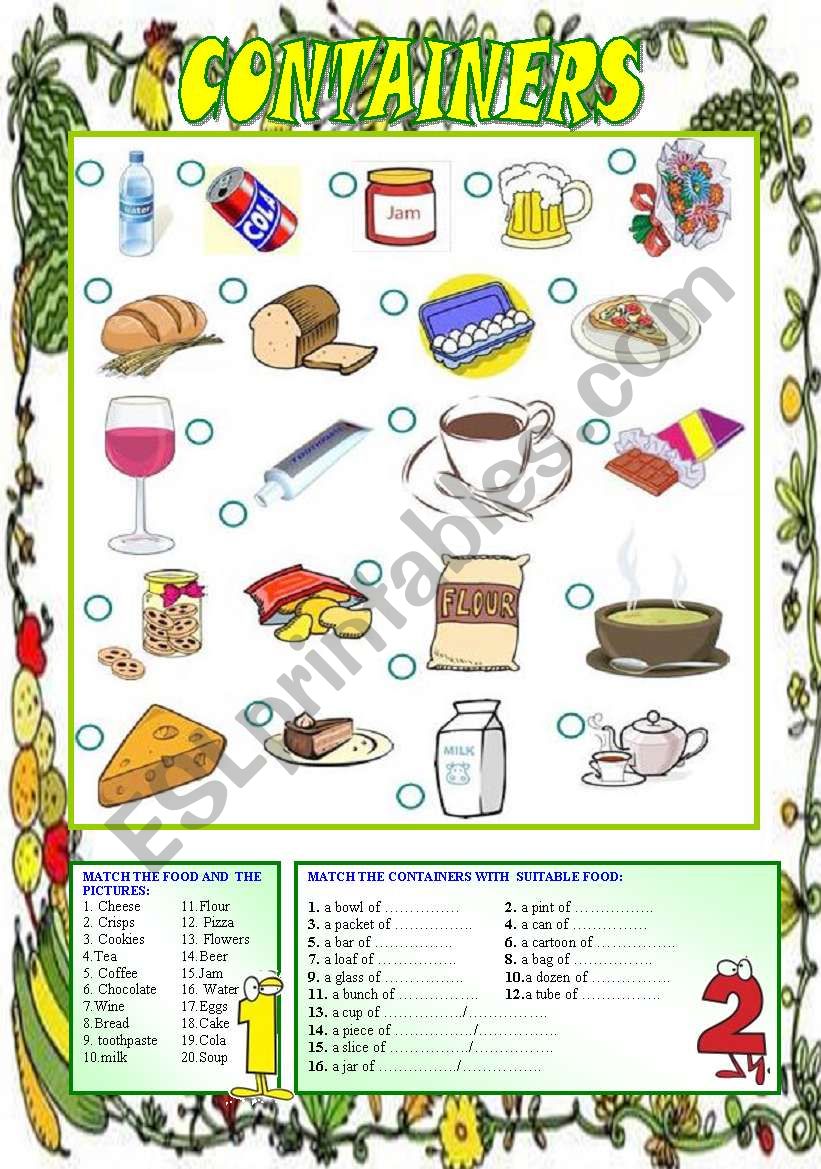 Food and Containers (editable)