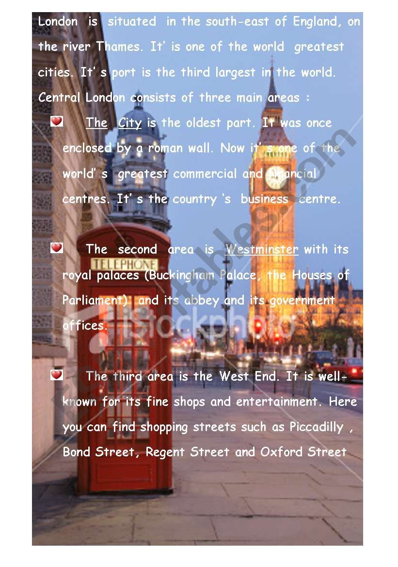 London 1 worksheet