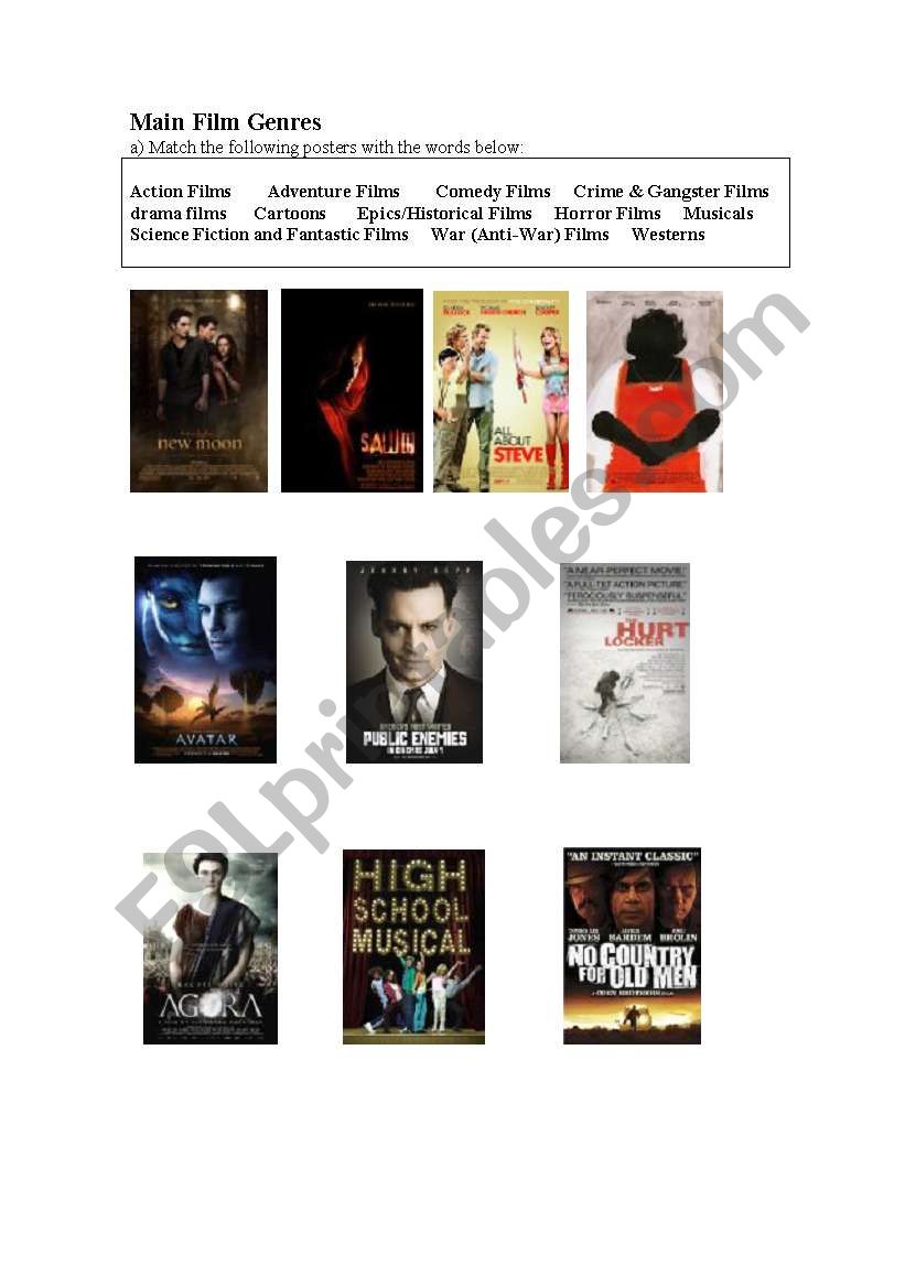 film genres worksheet