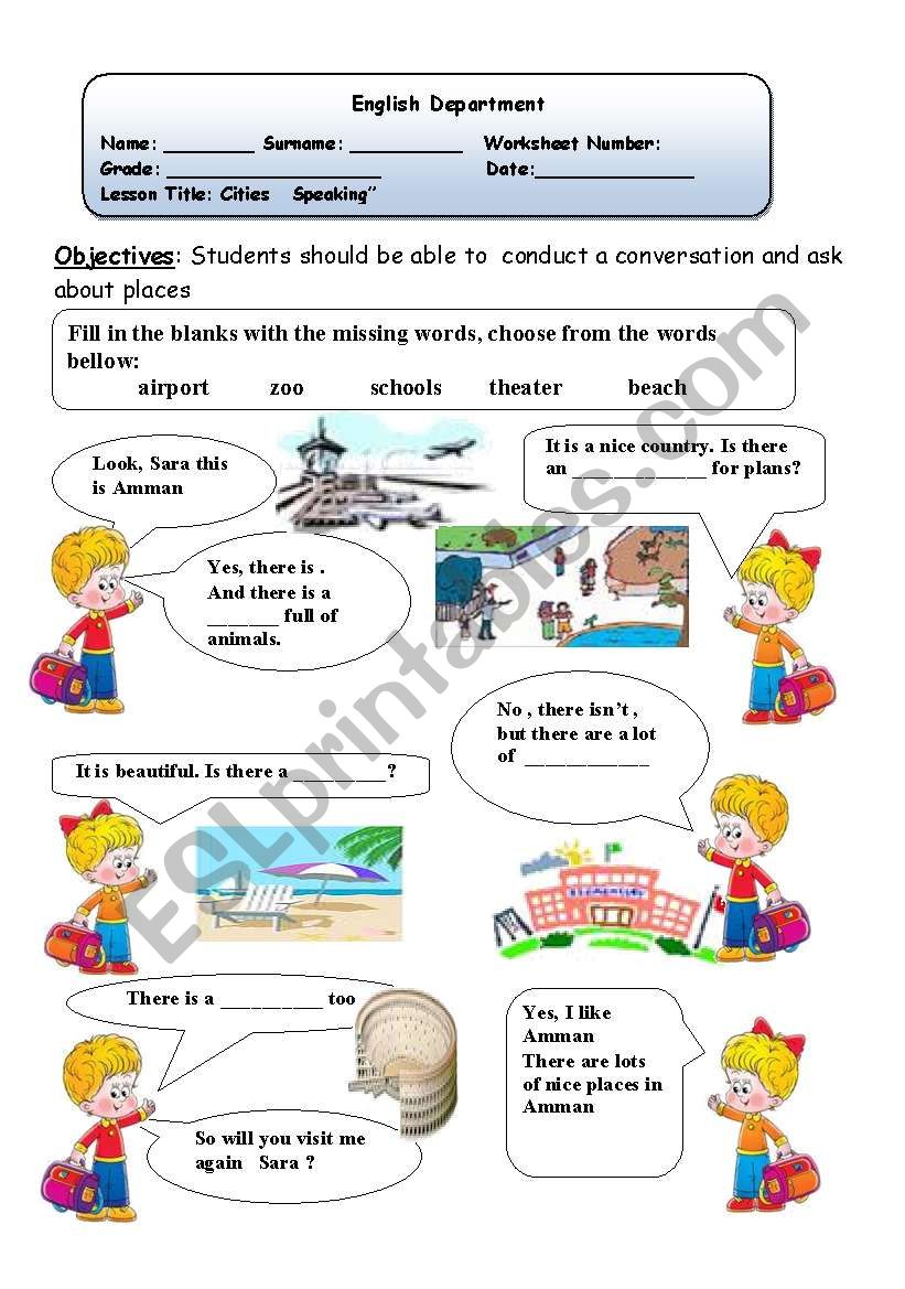 Cities Speaking worksheet