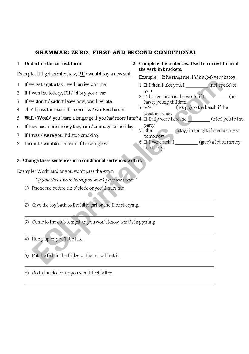 Conditionals worksheet