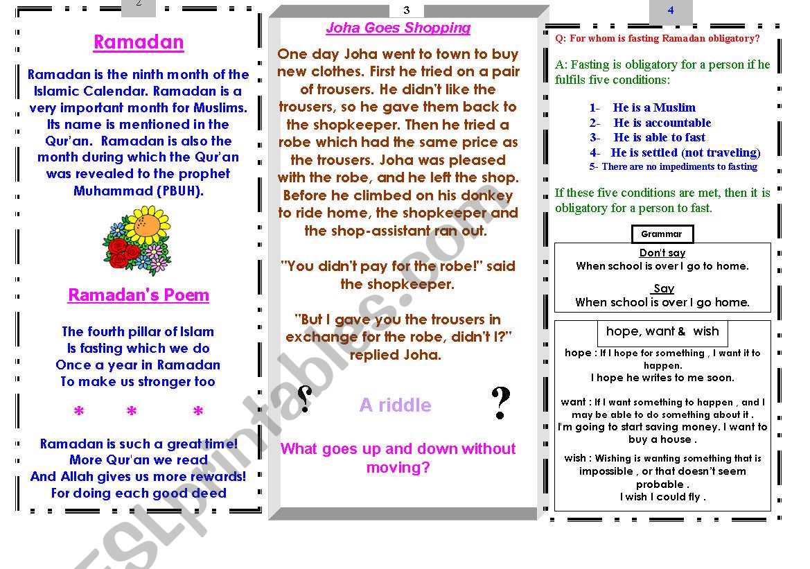 Ramadan worksheet