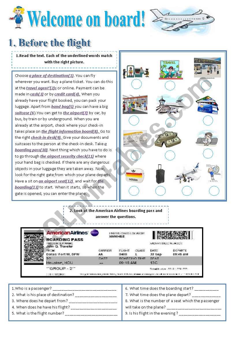 Welcome on board. Part 1 worksheet