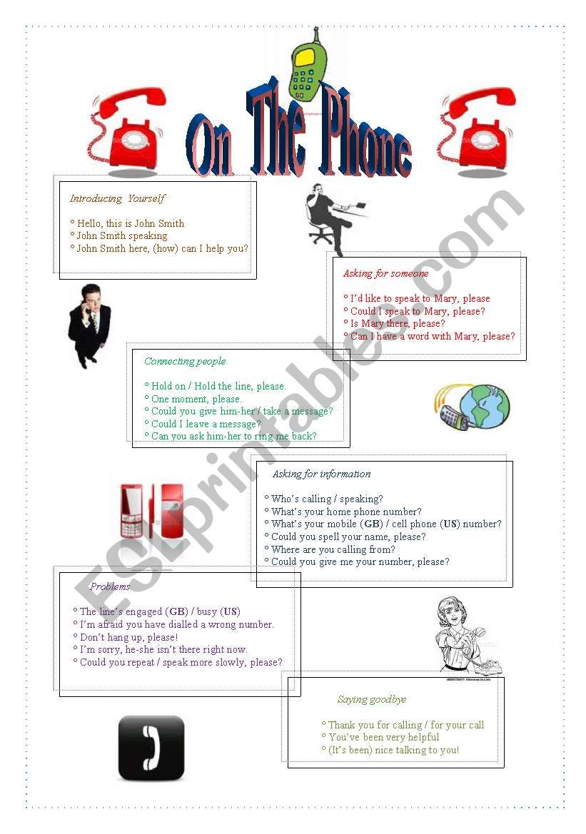 On the phone: useful sentences and expressions