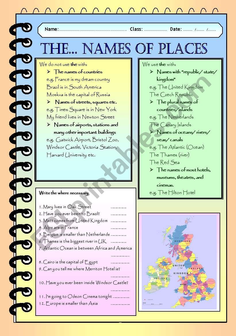 The definite article with names of places