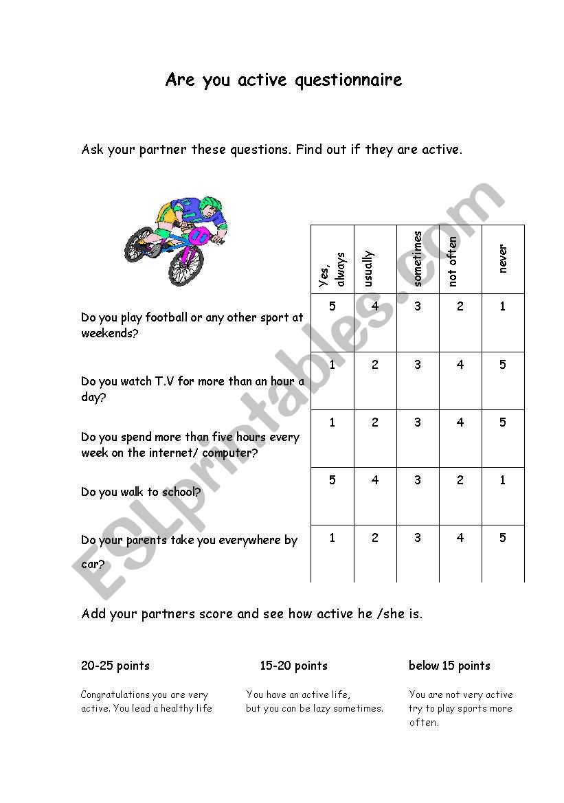 questionnaire frequency adverbs