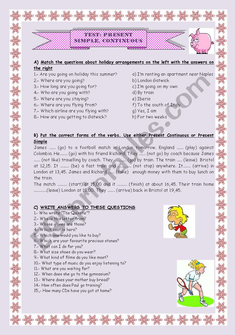 PRESENT SIMPLE vs CONTINUOUS worksheet