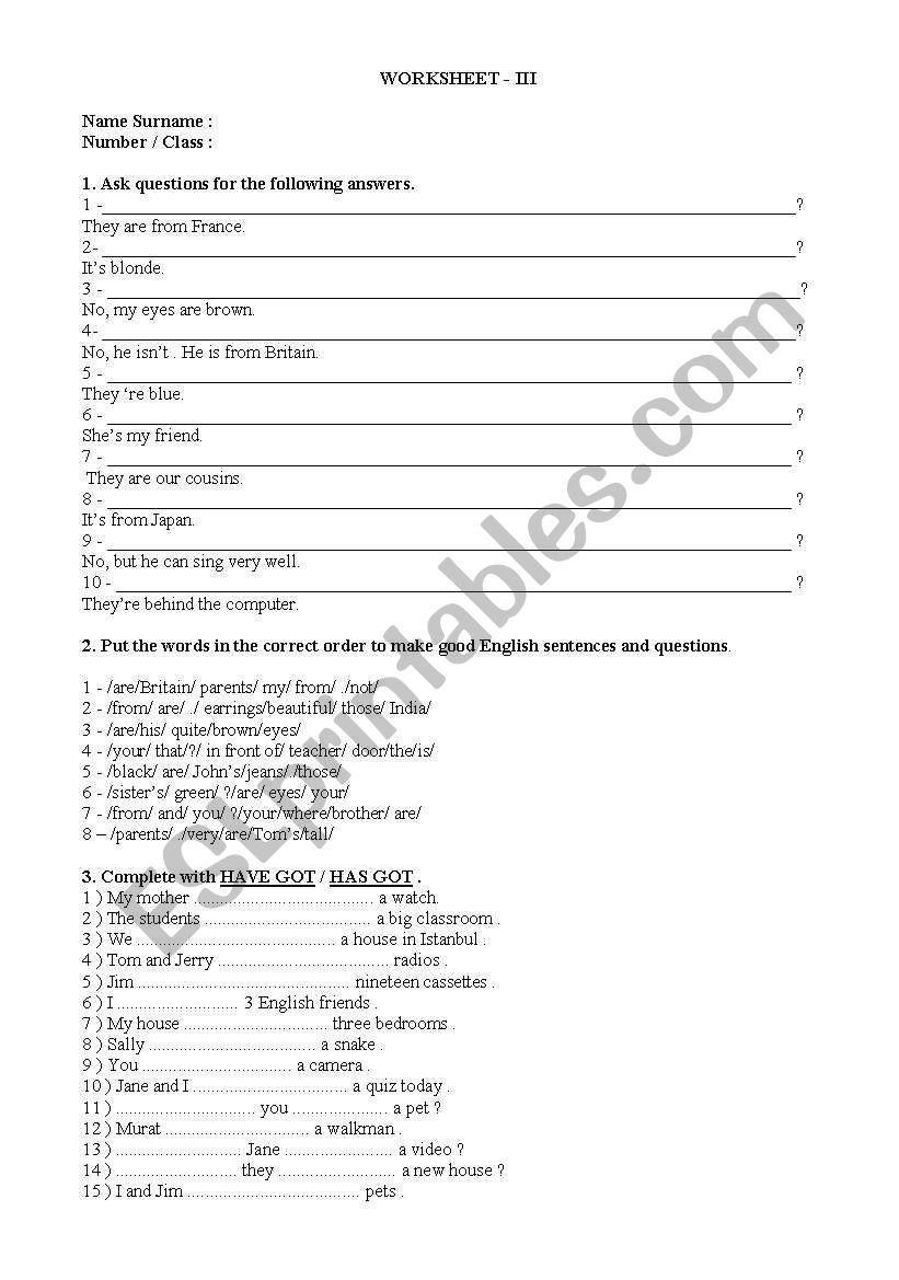 elementary mixed exercises worksheet