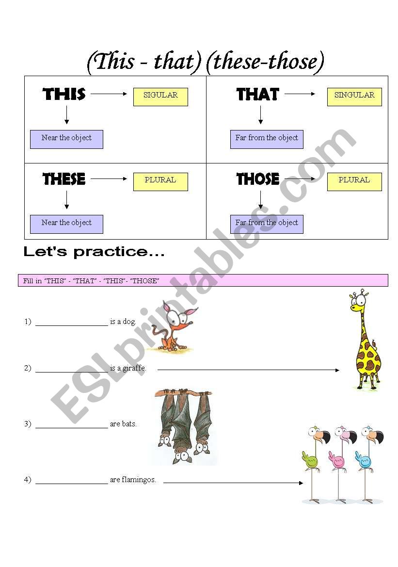 DEMONSTRATIVES worksheet