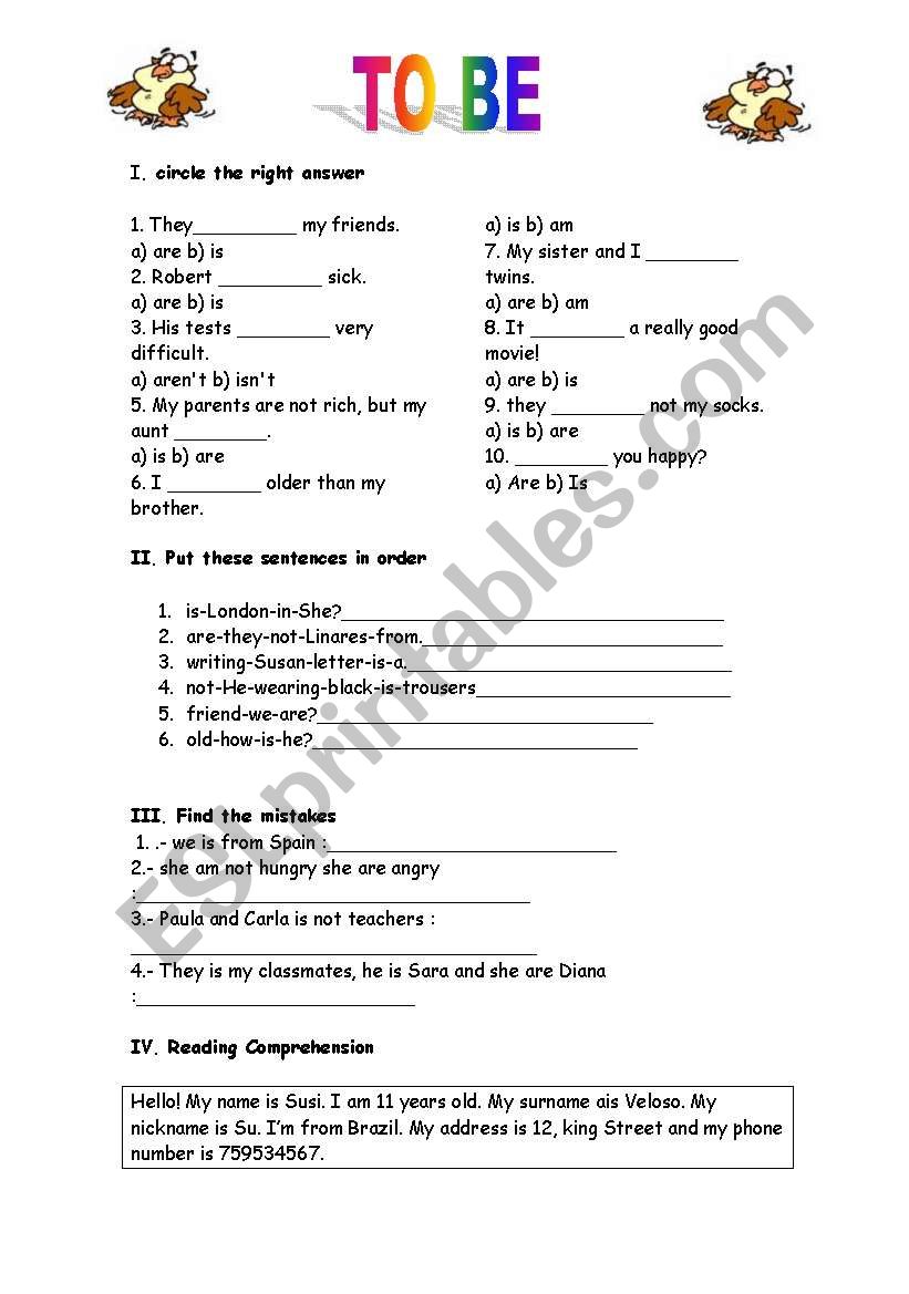 TO BE mixed exercises worksheet TO BE mixed exercises worksheet
