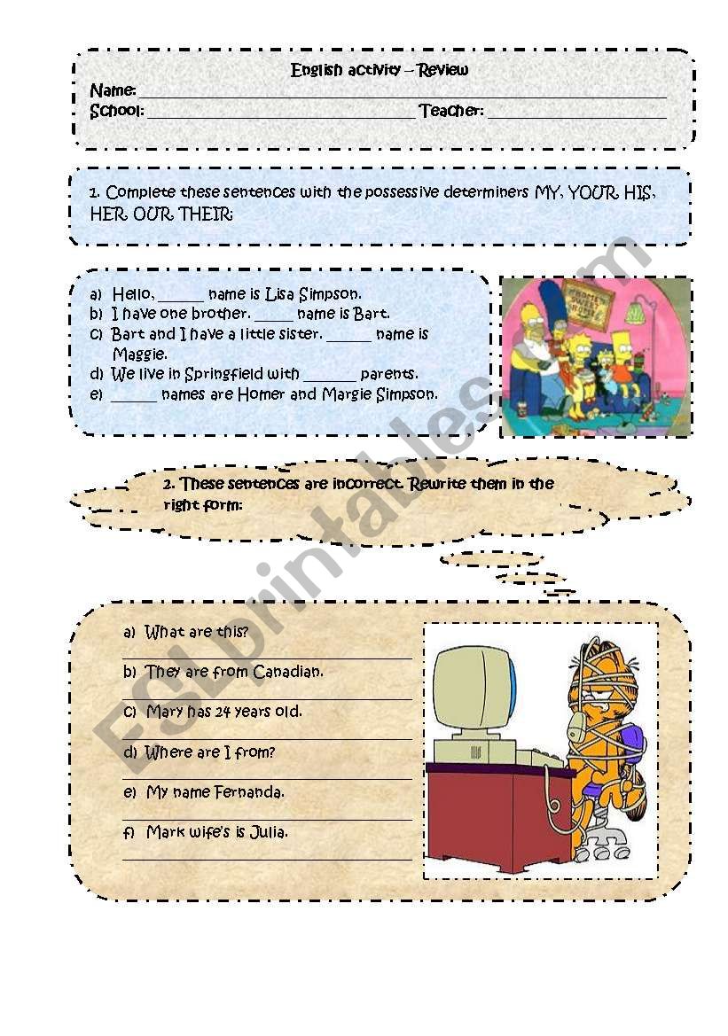 Elementary level review worksheet