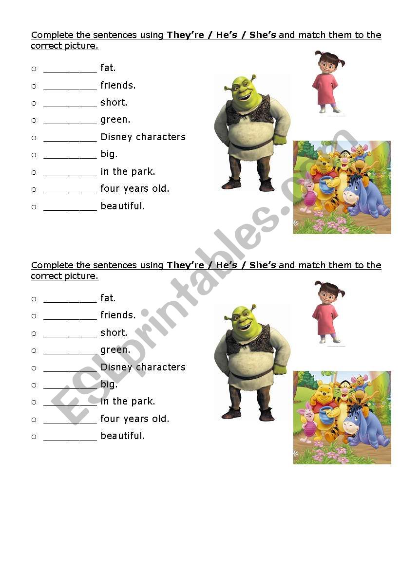 His/her worksheet