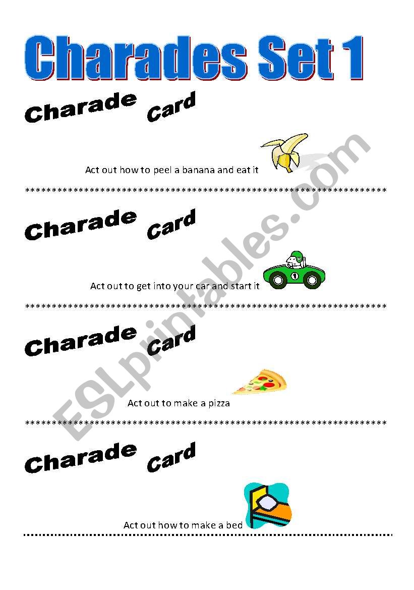 Charades Game worksheet