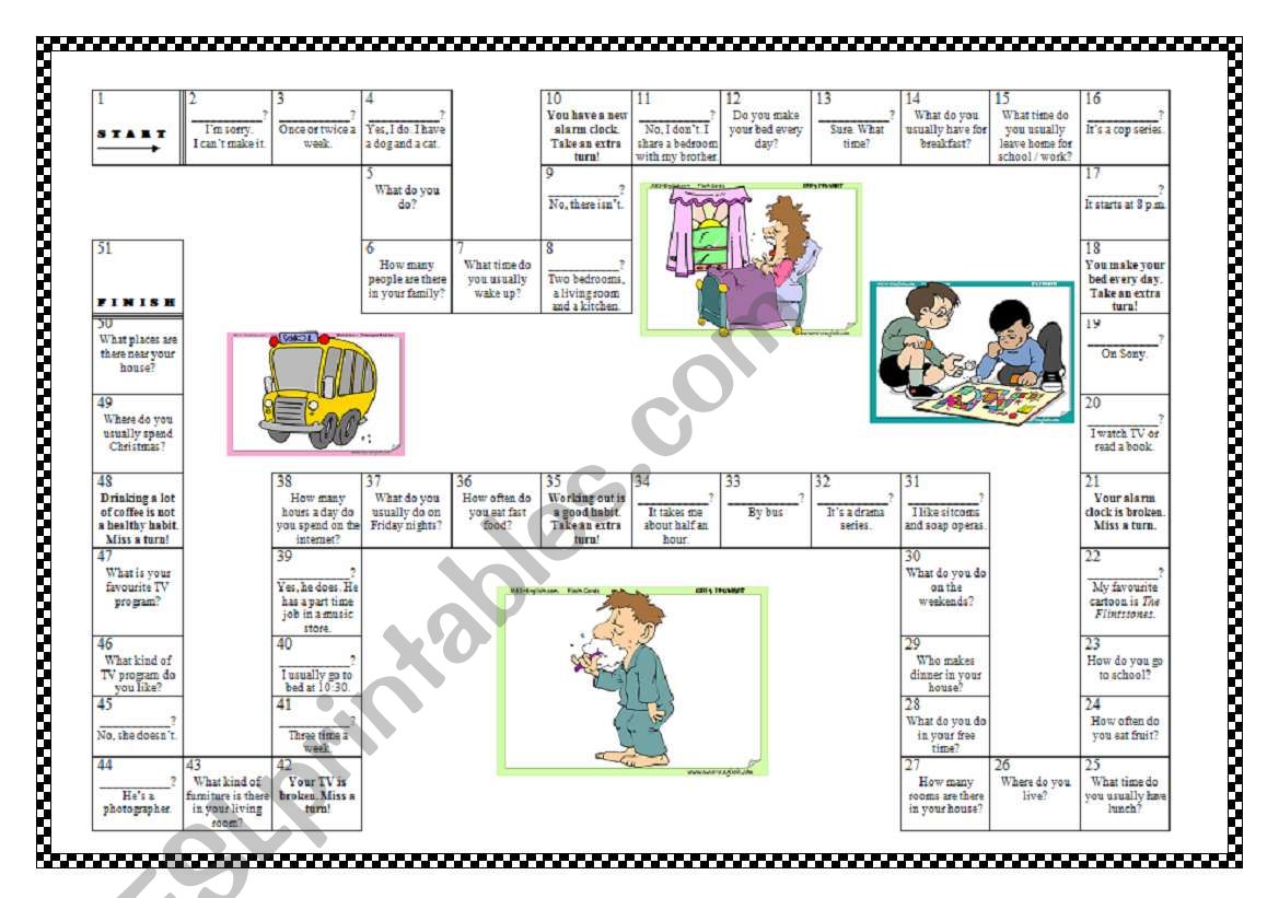 Board game - Simple present worksheet