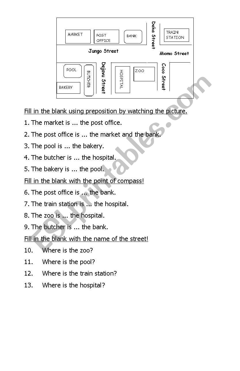 Preposition with picture worksheet