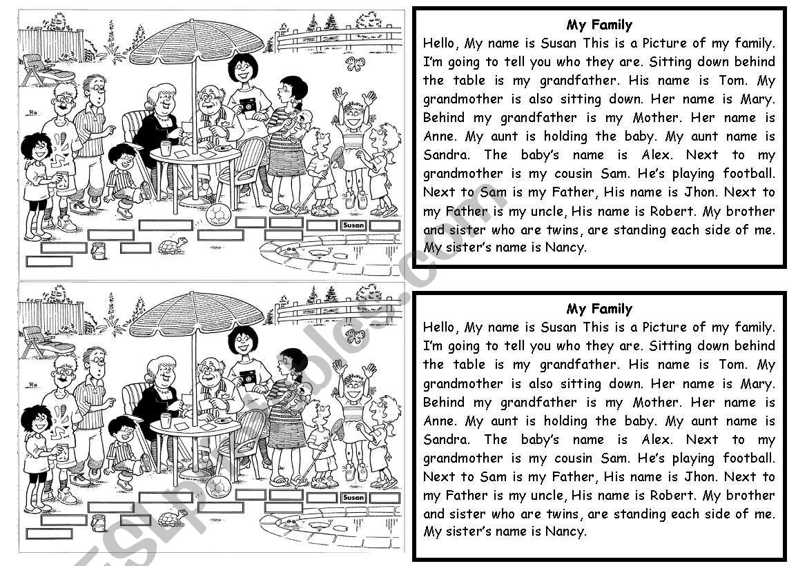 My Family picture worksheet