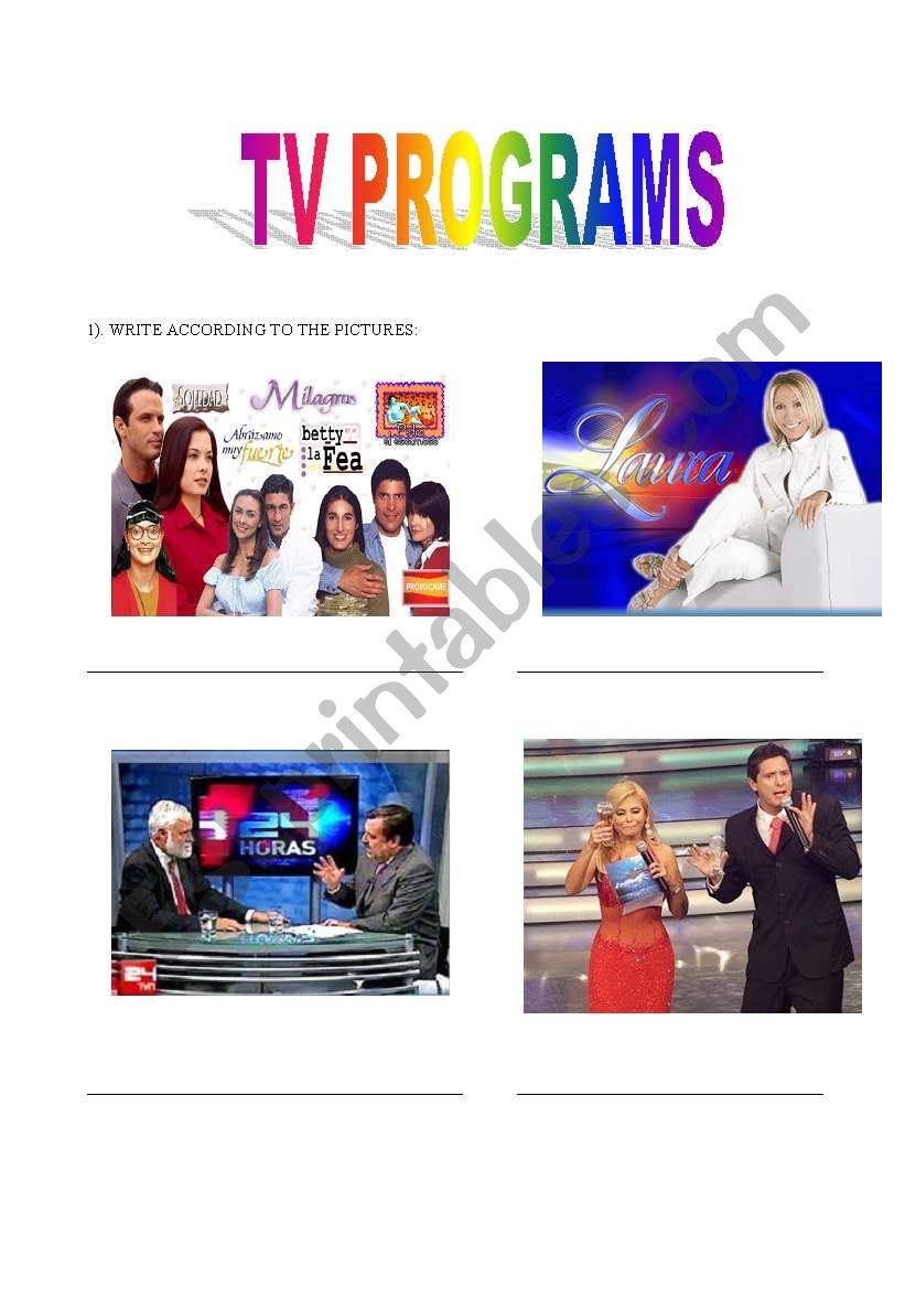 tv  programs worksheet