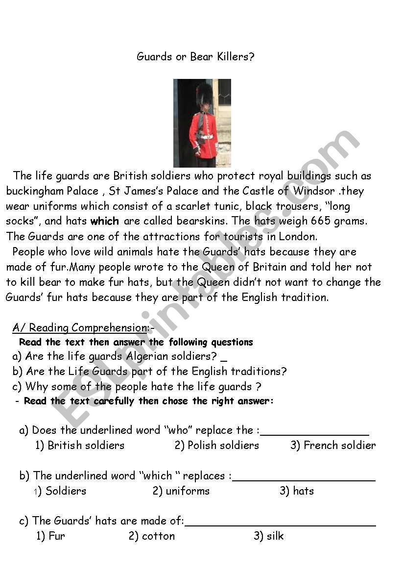 british guards worksheet