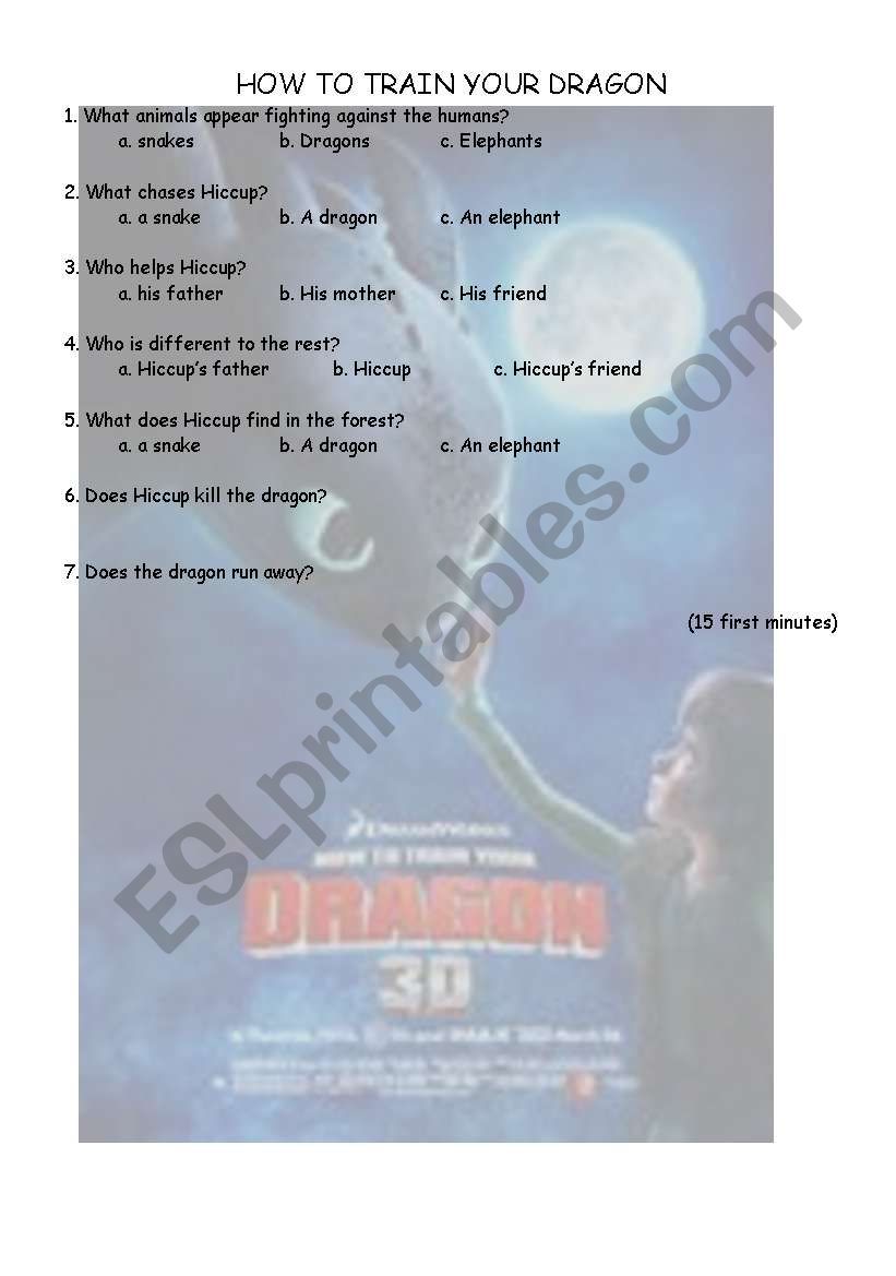 how to train a dragon worksheet