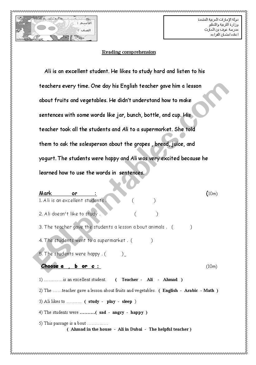 exam grade 4 worksheet