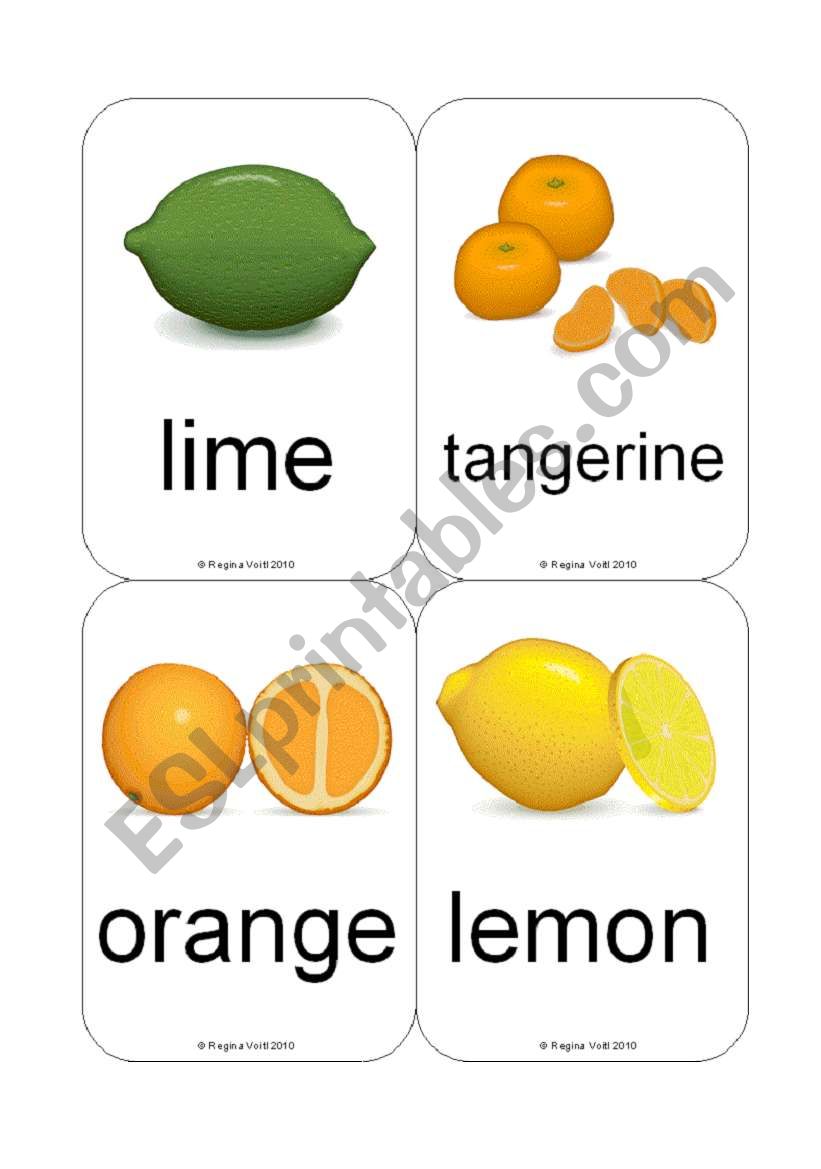 Fruit / Vegetable Flashcards (Juicy Fruit) (12 Cards)