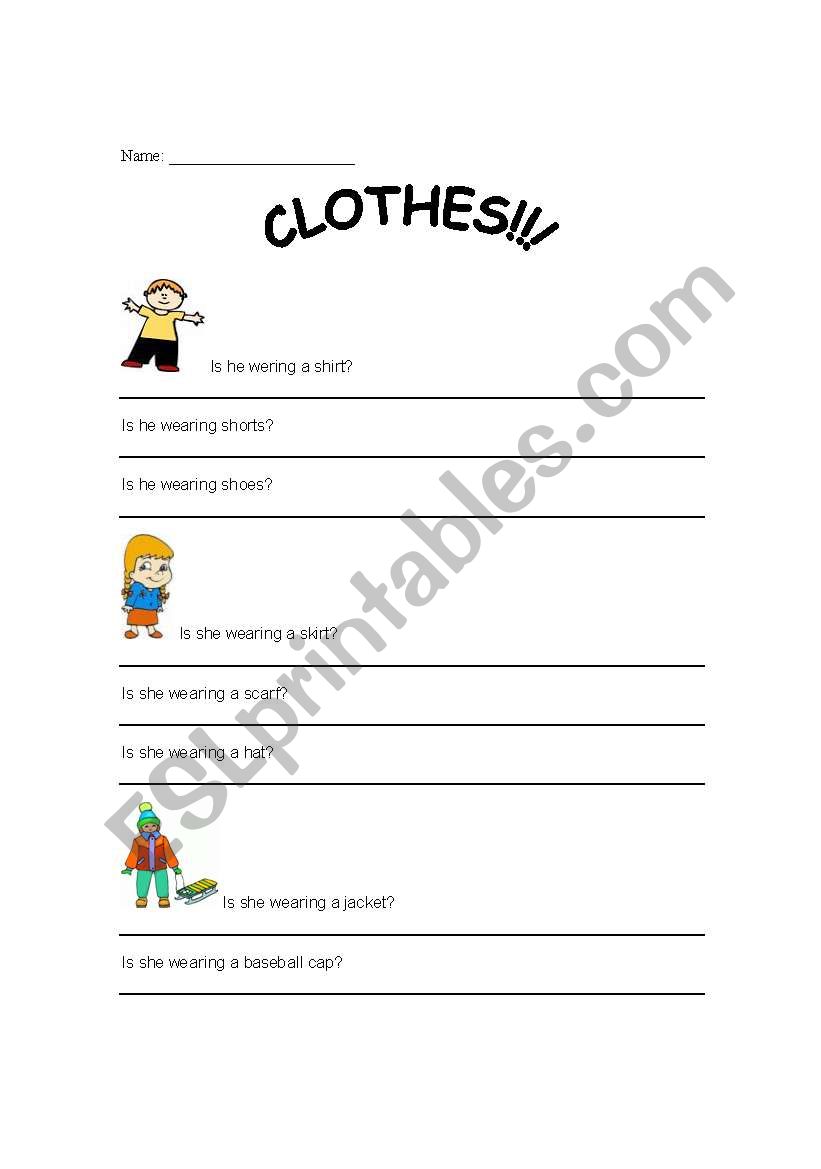 Clothes worksheet