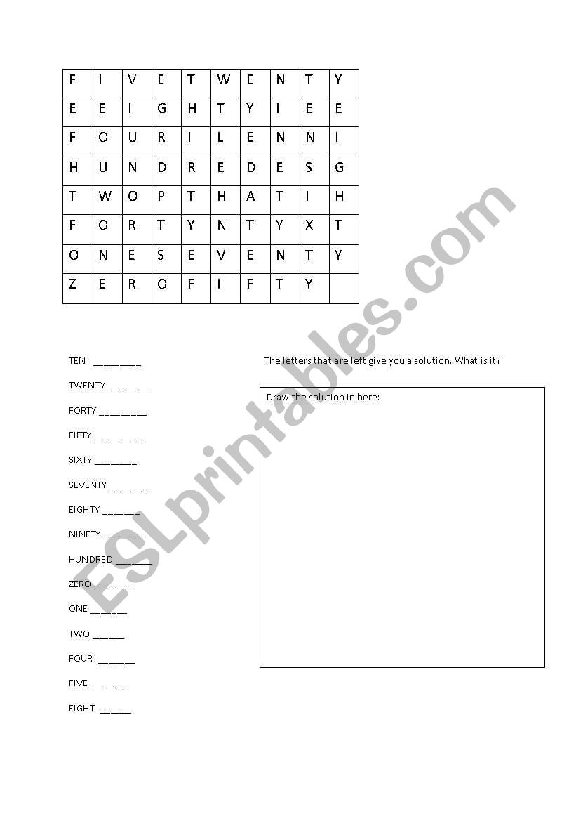 Numbers  worksheet