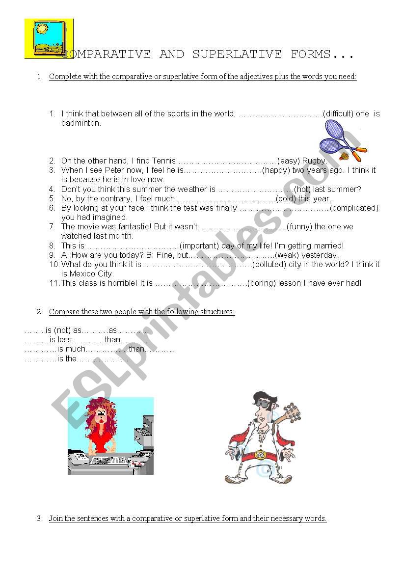 comparative and superlative worksheet