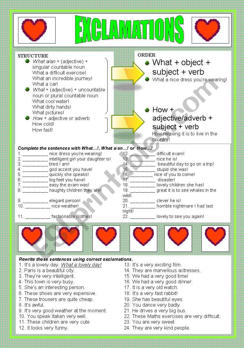 Exclamations!!!!!!! worksheet