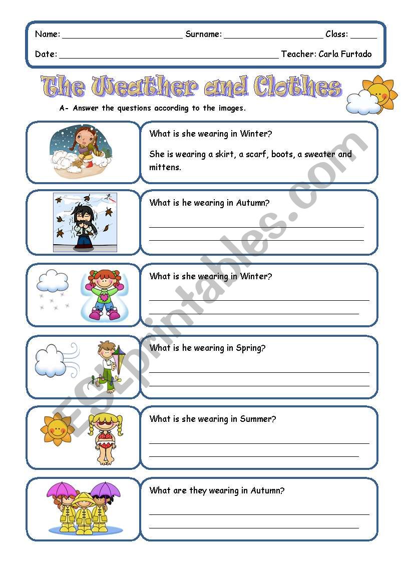 The weather and clothes worksheet