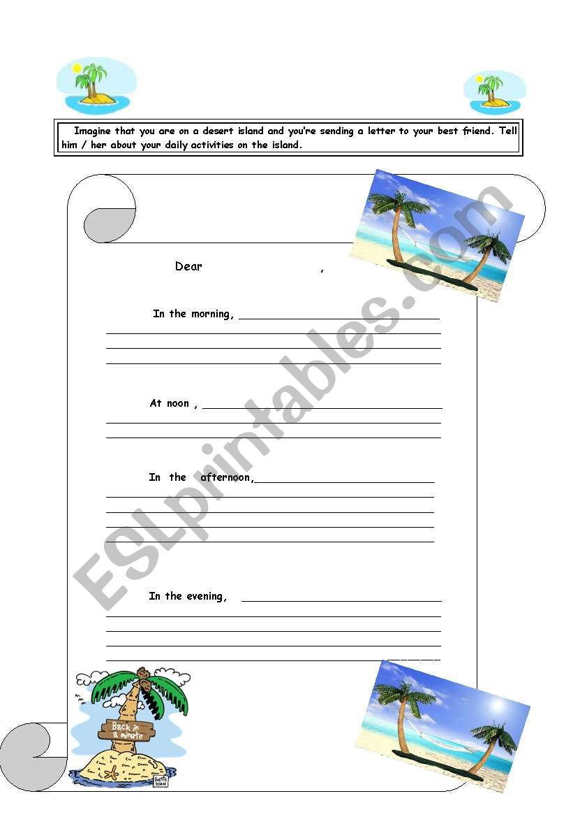 daily routines-writing worksheet