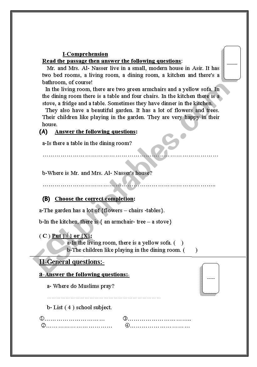 exercise worksheet