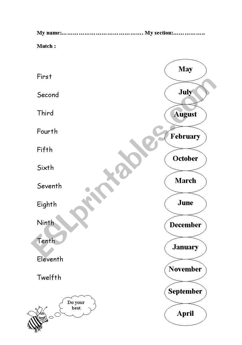 numbers and months worksheet