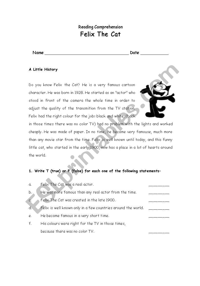 reading felix worksheet