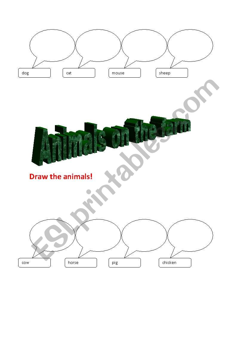Animals on the farm worksheet
