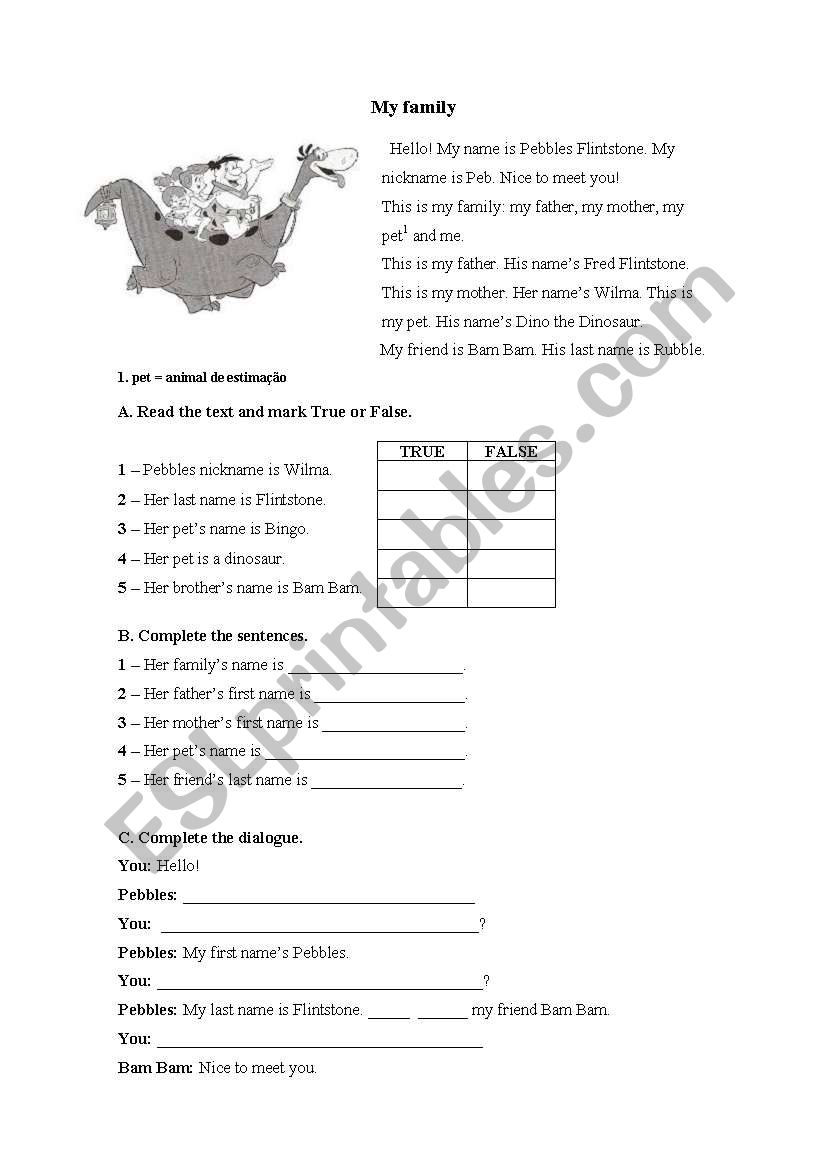 Family worksheet