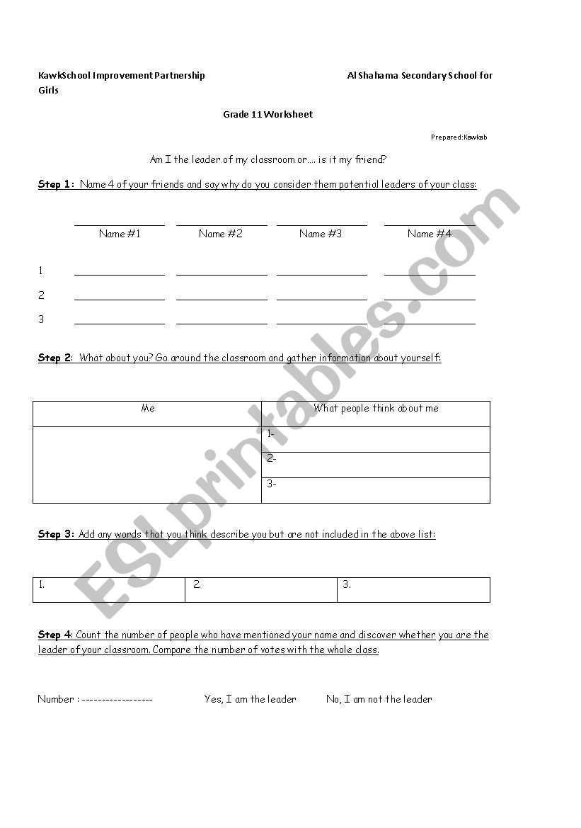 leadership worksheet