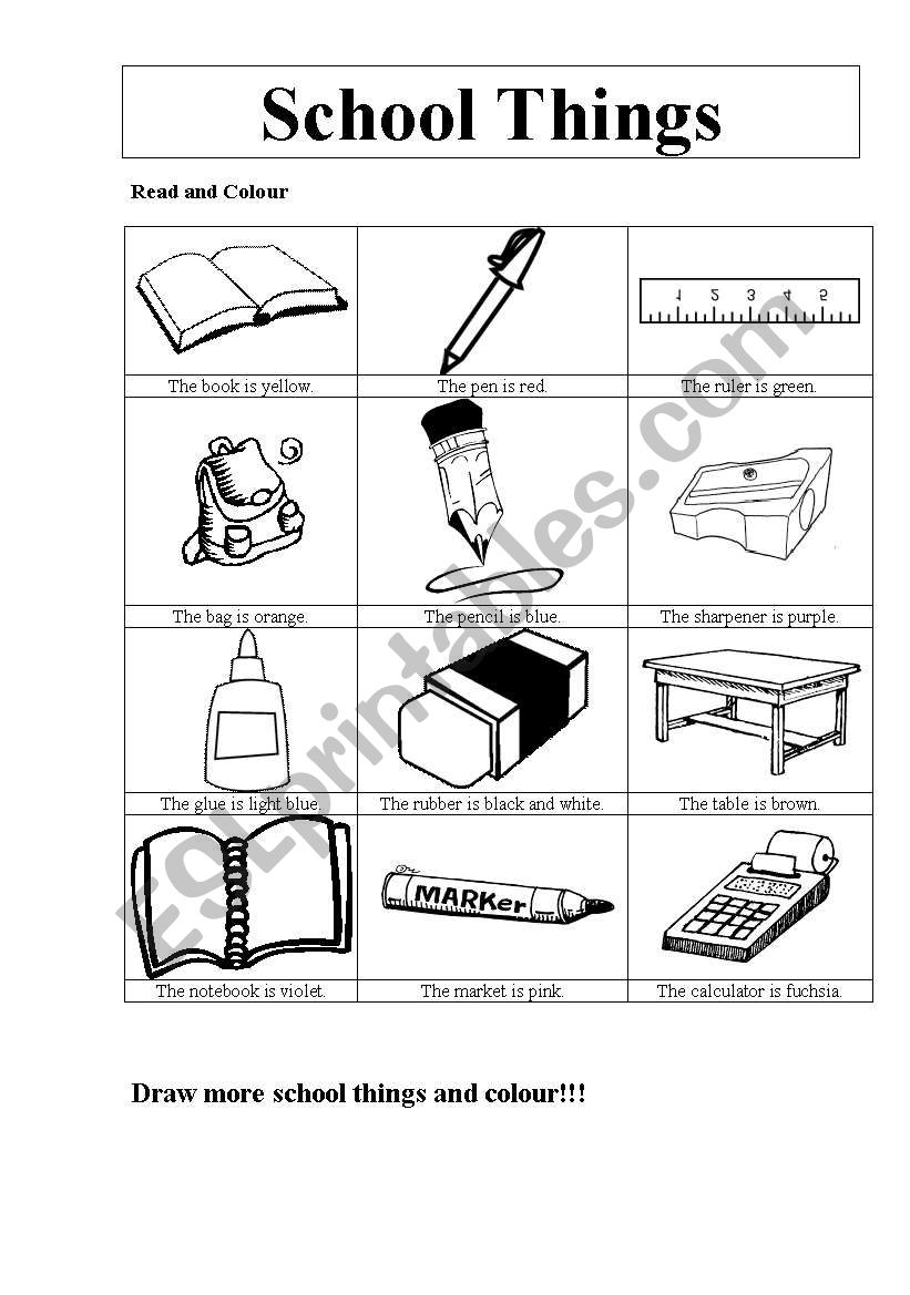 school things worksheet