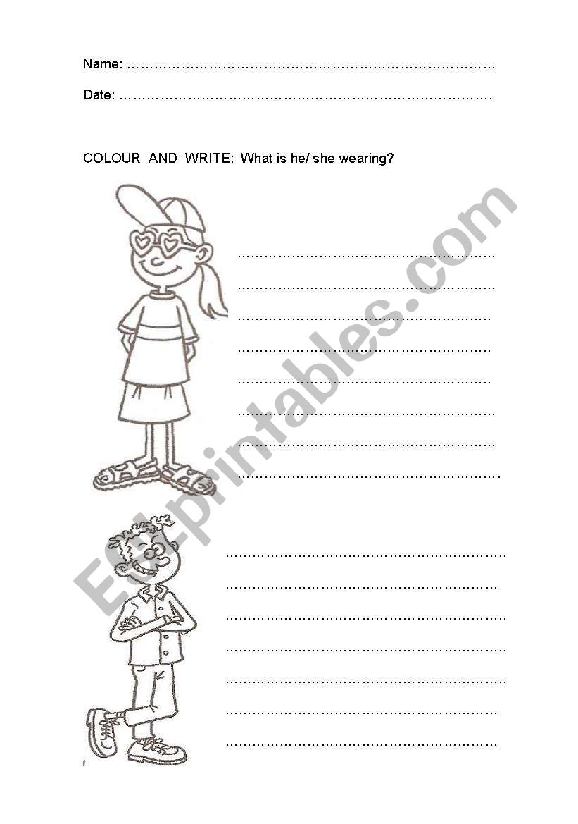 WHAT IS SHE/ HE WEARING? worksheet